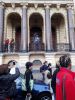 Nelson Mandela Balcony Statue | Public Sculptures by Barry Jackson Artist | Cape Town City Hall in Cape Town. Item made of ceramic