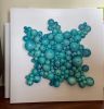 Turquoise abstract ball art on canvas | Sculptures by Mindy Williamson Art. Item composed of wood in boho style