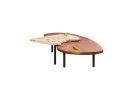 Coral - Adjustable Stone & Mahogany Coffee Table | Tables by HERBEH WOOD. Item composed of wood and brass in minimalism or contemporary style