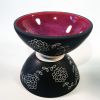 Black & Burgundy Cereal Bowl With Hand Carved Design | Dinnerware by Tina Fossella Pottery. Item composed of ceramic