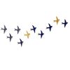 Set Of 10 Swallows - Deep Navy Blue and Gold Metallic | Wall Sculpture in Wall Hangings by Elizabeth Prince Ceramics. Item made of stoneware works with contemporary & coastal style