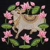 Embroidery Wall Art Of Hindu God Kamdhenu Cow | Wall Hangings by MagicSimSim. Item composed of fabric in art deco or asian style