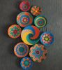 Woven Wall Basket Set: Boho African Decor, Orange Plates (10 | Decorative Plate in Decorative Objects by Sarmal Design. Item composed of cotton and synthetic in boho or contemporary style