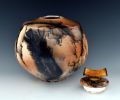 Stoneware hoursehair raku fired vessel urn HH433 | Vase in Vases & Vessels by Ron Mello Studio Art