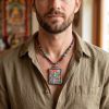 Hand-Painted Green Tara Thangka Solid Silver Locket Pendant | Ornament in Decorative Objects by Dynasty Artisan. Item made of metal works with contemporary & eclectic & maximalism style