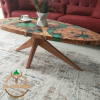 Personally Designed Resin Coffee Table Made of Olive Wood | Tables by Nil Woodwork. Item composed of oak wood in industrial or mediterranean style