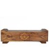 Santa Maria Carved Bench | Benches & Ottomans by Pfeifer Studio. Item made of wood works with boho & rustic style