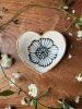 Handmade Heart-Shaped Floral Ceramic Jewelry Dish with 22K | Decorative Plate in Decorative Objects by Hsieh Clay SF. Item made of ceramic