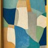 Abstract Blue Colorblock Oil Painting in Vintage Frame | Oil And Acrylic Painting in Paintings by Suzanne Nicoll Studio. Item composed of wood & canvas compatible with mid century modern and contemporary style