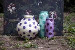 spotted large tall vase aqua | Vases & Vessels by Charlie Sprout. Item composed of fiber