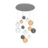 Napa Glass Globe Mix 13 Pendants Chandelier in Color Glass | Pendants by Galilee Lighting. Item composed of metal and glass in modern style