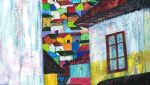 Modern Rooftops: Stacked Against All Odds | Oil And Acrylic Painting in Paintings by Tina Alberni, Artist at Color by Design Studio. Item composed of canvas