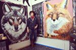 Wolf, Commissioned Painting 2019 | Oil And Acrylic Painting in Paintings by Natalie Jo Wright. Item made of canvas with paper