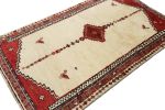 Antique Gabbeh Persian Tribal Rug, Beige with Geometric | Area Rug in Rugs by Rug and Kilim