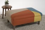 Marlow Large footstool upholstered in colour block geometric | Chairs by Sadie Dorchester. Item composed of cotton
