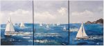 REGATTA - original sailboats painting | Oil And Acrylic Painting in Paintings by Marinela Puscasu. Item composed of canvas in contemporary or country & farmhouse style
