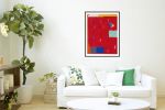 Red composition VI | Oil And Acrylic Painting in Paintings by Luis Medina. Item made of paper works with minimalism & contemporary style