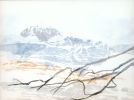 Pre-Wanabi Mountain in Washi | Oil And Acrylic Painting in Paintings by Jan Sullivan Fowler. Item made of paper with synthetic