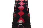Vintage Moroccan Runner Rug in Black with Geometric Patterns | Area Rug in Rugs by Rug and Kilim