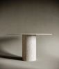 Travertine Round Dining Table - Marble Table Top | Tables by TigerWoodAtelier. Item made of metal & marble compatible with minimalism and mid century modern style