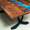 Live Edge Wood + Oceanic Epoxy Resin Dining Table | Tables by Lumberlust Designs. Item made of maple wood with synthetic