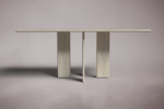 Luna Rectangular Travertine Dining Table | Tables by HamamDecor LLC. Item composed of marble compatible with mediterranean and modern style
