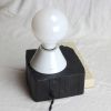 Block Table Lamp — Reclaimed Barn Beam & Limestone | Lamps by Gabor Gobi. Item composed of wood and marble