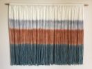 DUST STORM Terracotta Ochre Green Textile Wall Hanging | Macrame Wall Hanging in Wall Hangings by Wallflowers Hanging Art. Item made of oak wood with wool works with boho & mid century modern style