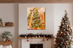 Christmas Tree with Golden Lights - Vibrant Giclée Print | Prints in Paintings by Michelle Keib Art. Item made of paper