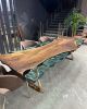 Green Epoxy Table - Resin Dining Table - Resin Wood Table | Tables by Tinella Collection. Item made of wood with synthetic works with contemporary & country & farmhouse style