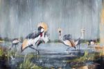 Crowned Cranes – This Too Shall Pass | Wallpaper in Wall Treatments by Cara Saven Wall Design. Item composed of fabric and paper
