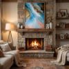 Azure Currents — Abstract Canvas Artwork in Blue and Coral | Prints in Paintings by Alpenglow Workshop. Item composed of canvas in contemporary or coastal style