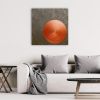 Red Disk on Rifle-green Texture (SOLD) | Oil And Acrylic Painting in Paintings by Alessia Lu. Item composed of canvas in minimalism or contemporary style