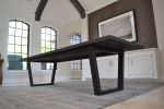 Black Ash Industrial Table | Dining Table in Tables by Hazel Oak Farms | Signature Place in West Des Moines. Item composed of oak wood & steel compatible with minimalism and country & farmhouse style