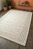 Beige Area Rug Carved Border Carpet Cream Minimalist Decor H | Rugs by Krafcreation. Item made of cotton