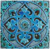 Set of 12 large turquoise-tile Outdoor wall art installation | Tiles by GVEGA. Item composed of marble