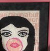 needlepoint BUBBLE GIRL IN A BUBBLEGUM WORLD pink framed art | Tapestry in Wall Hangings by Mommani Threads