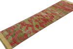 Vintage Zeki Múren Runner with Green and Red Geometric | Area Rug in Rugs by Rug and Kilim