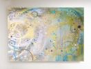 Metallic Teal Green Abstract Wall Art | Oil And Acrylic Painting in Paintings by NAMYOONSOOART. Item made of canvas with synthetic