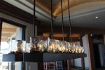 Cubist Chandelier Grey Fade | Chandeliers by Illuminata Art Glass Design by Julie Conway. Item made of steel with glass works with minimalism & industrial style