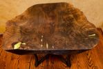 Walnut Burl End Table with Green Serpentine Inlay | Tables by Natural Wood Edge Creations by Rick Griggs. Item composed of walnut