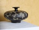 Stout Noir Vessel with Vine and Floral detail | Vases & Vessels by Twinette Poterie. Item composed of ceramic compatible with contemporary and modern style