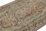 Vintage Zeki Müren Rug in Green and Salmon, with Floral | Area Rug in Rugs by Rug and Kilim