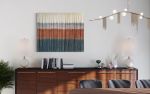 DUST STORM Terracotta Ochre Green Textile Wall Hanging | Macrame Wall Hanging in Wall Hangings by Wallflowers Hanging Art. Item made of oak wood with wool works with boho & mid century modern style