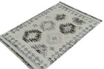 Modern Kilim rug in White, Blue & Black Geometric Pattern | Area Rug in Rugs by Rug and Kilim