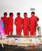 Red Boys | Street Murals by Jurèma. Item composed of synthetic