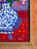 Peonies in Blue & White | Oil And Acrylic Painting in Paintings by Berezart. Item made of canvas works with contemporary & eclectic & maximalism style