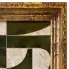 Green Mid-Century Modern Style Collage in Vintage Frame | Paintings by Suzanne Nicoll Studio. Item made of wood with paper works with mid century modern & contemporary style