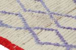 Vintage Moroccan Runner Rug in White with Purple Lozenges | Area Rug in Rugs by Rug and Kilim