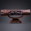 Bespoke Crimson Wood Auspicious Lion Wealth Sculpture | Sculptures by Dynasty Artisan. Item composed of wood in contemporary or eclectic & maximalism style